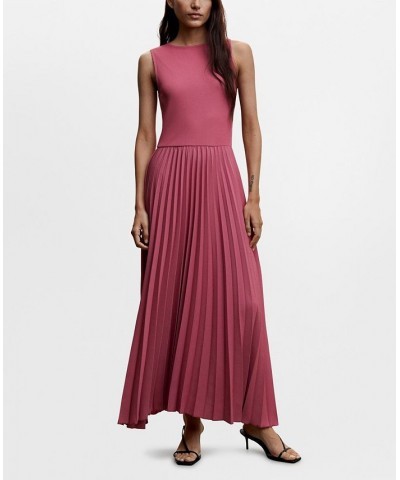 Women's Pleated Knitted Dress Pink $41.80 Dresses