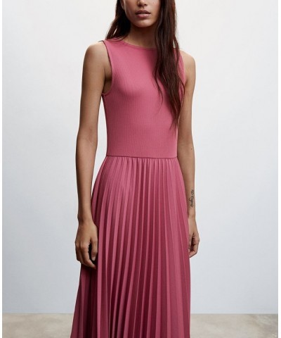 Women's Pleated Knitted Dress Pink $41.80 Dresses