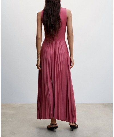 Women's Pleated Knitted Dress Pink $41.80 Dresses