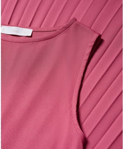 Women's Pleated Knitted Dress Pink $41.80 Dresses