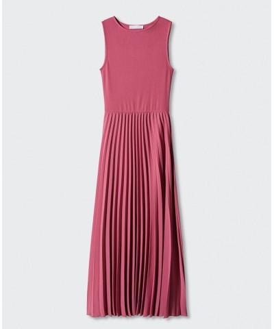 Women's Pleated Knitted Dress Pink $41.80 Dresses