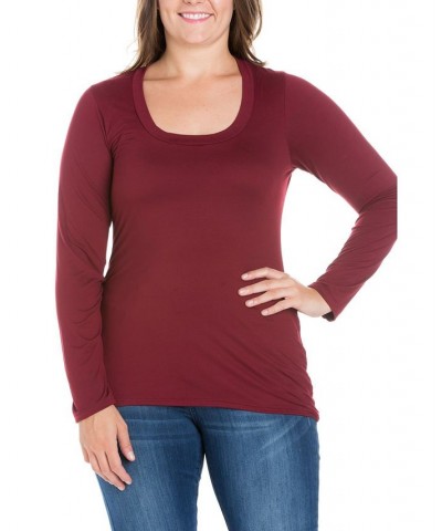 Women's Plus Size Long Sleeves T-Shirt Purple $30.00 Tops