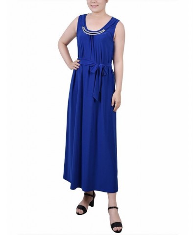 Petite Ankle Length Sleeveless Dress Blue $18.13 Dresses