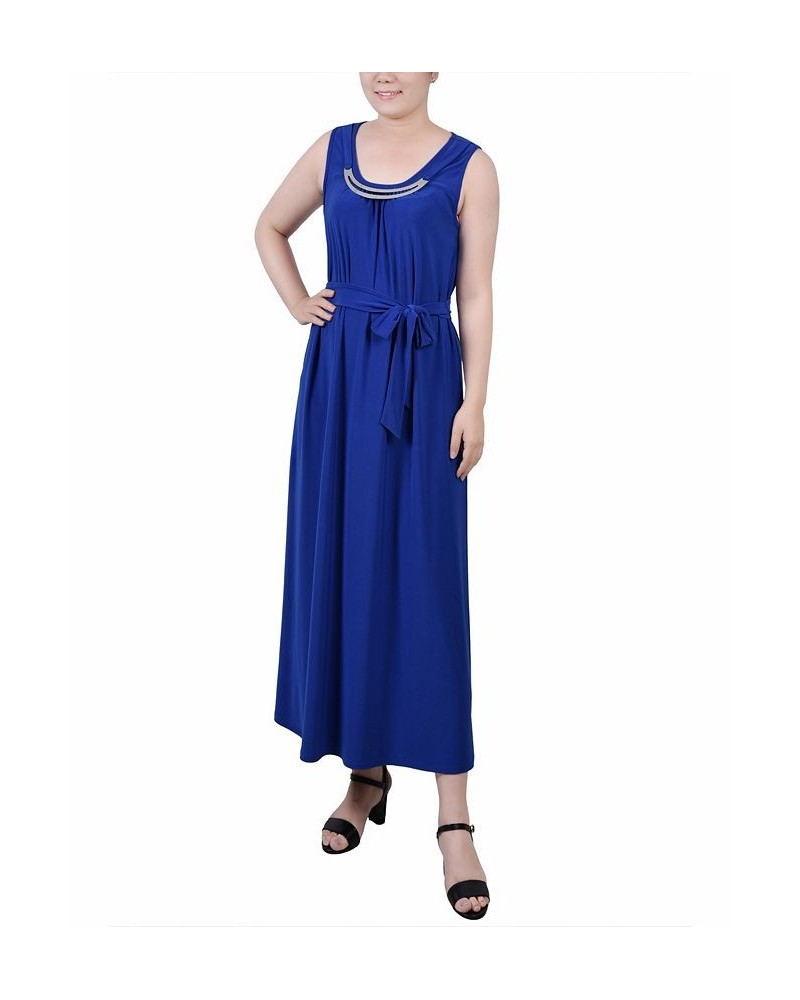 Petite Ankle Length Sleeveless Dress Blue $18.13 Dresses