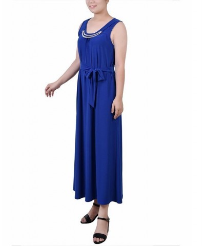 Petite Ankle Length Sleeveless Dress Blue $18.13 Dresses