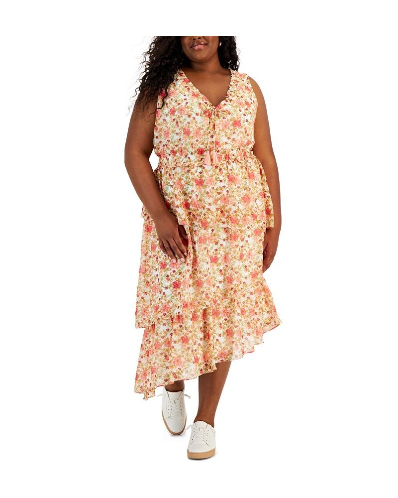 Plus Size Floral-Print Tiered Midi Dress Ivory Carnation $73.01 Dresses