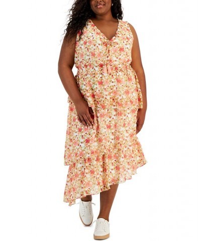 Plus Size Floral-Print Tiered Midi Dress Ivory Carnation $73.01 Dresses