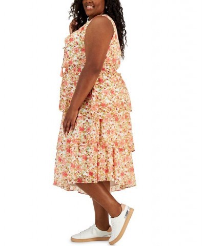 Plus Size Floral-Print Tiered Midi Dress Ivory Carnation $73.01 Dresses