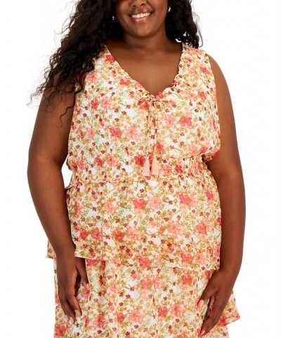 Plus Size Floral-Print Tiered Midi Dress Ivory Carnation $73.01 Dresses