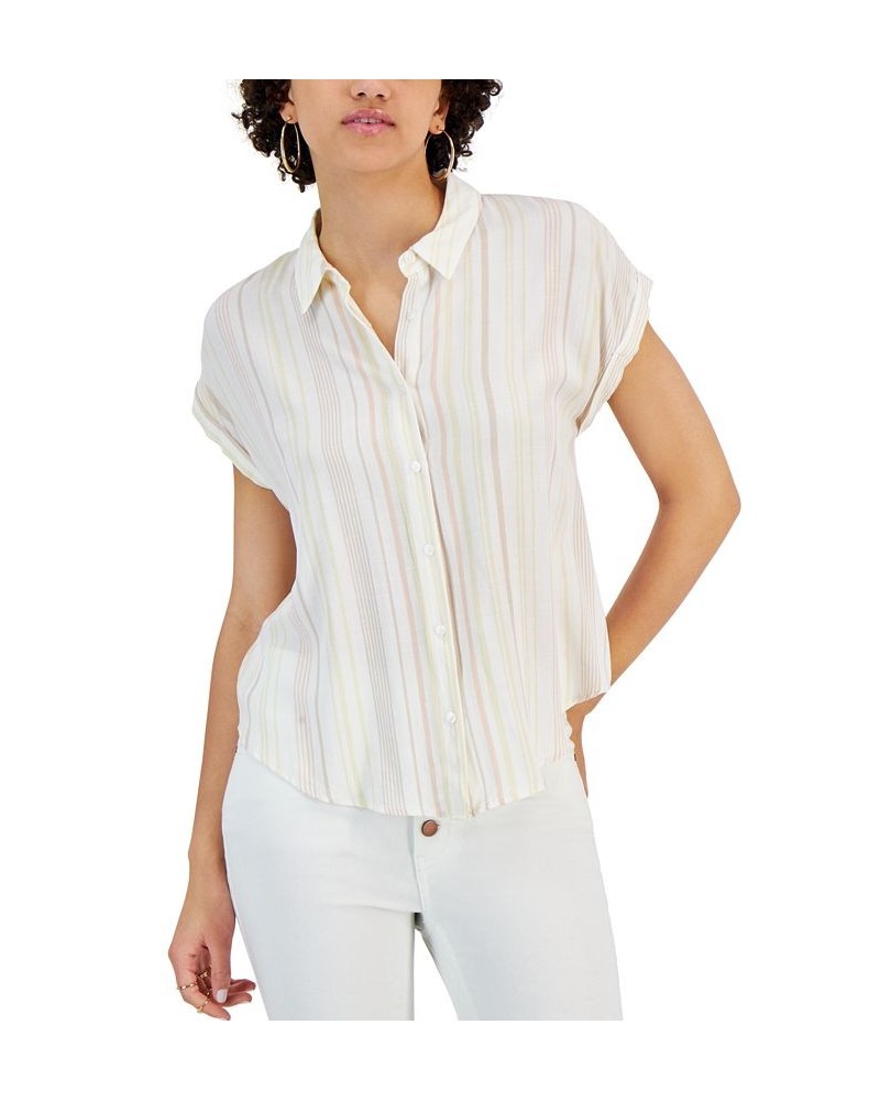 Juniors' Dolman-Sleeve Button-Front Top White $12.22 Tops