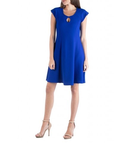 Sleeveless Skater Pleated Mini Dress with Pockets Blue $22.39 Dresses