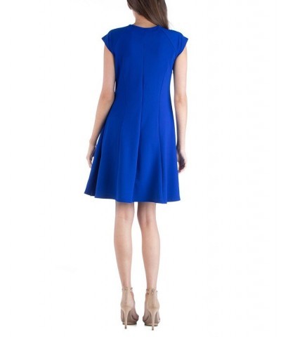 Sleeveless Skater Pleated Mini Dress with Pockets Blue $22.39 Dresses