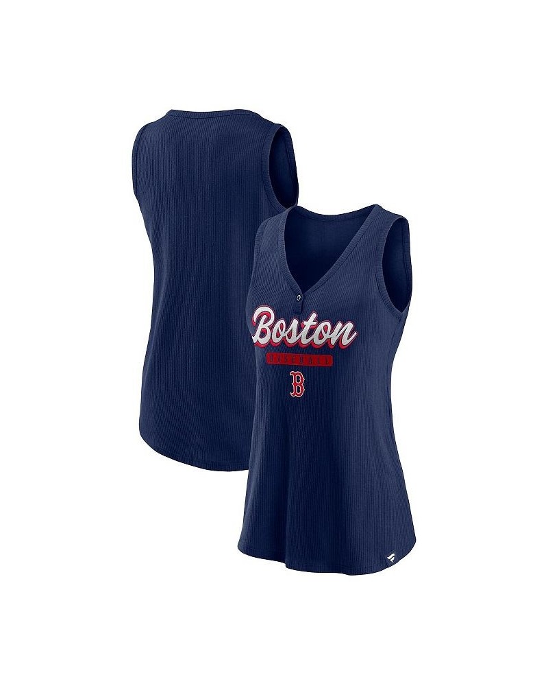 Women's Branded Navy Boston Red Sox Iconic V-Neck Tank Top Navy $26.09 Tops