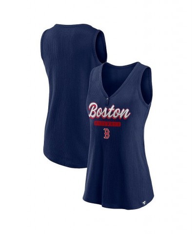 Women's Branded Navy Boston Red Sox Iconic V-Neck Tank Top Navy $26.09 Tops