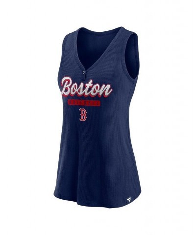 Women's Branded Navy Boston Red Sox Iconic V-Neck Tank Top Navy $26.09 Tops