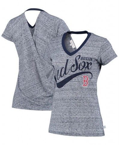 Women's Navy Boston Red Sox Hail Mary V-Neck Back Wrap T-shirt Navy $23.00 Tops