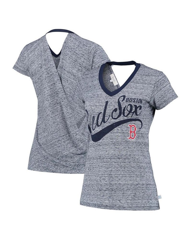 Women's Navy Boston Red Sox Hail Mary V-Neck Back Wrap T-shirt Navy $23.00 Tops