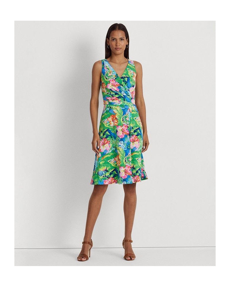 Women's Floral Jersey Sleeveless Dress Green/blue Multi $59.40 Dresses