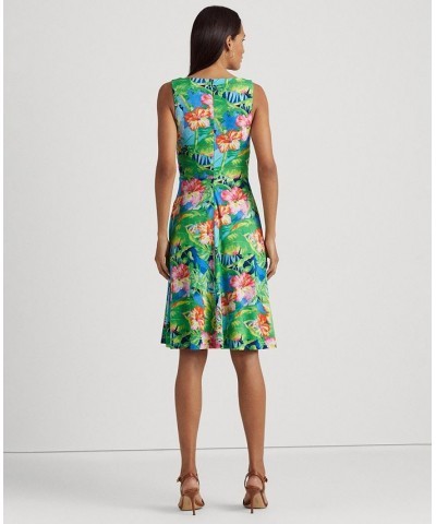 Women's Floral Jersey Sleeveless Dress Green/blue Multi $59.40 Dresses