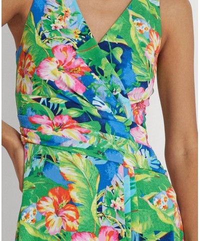 Women's Floral Jersey Sleeveless Dress Green/blue Multi $59.40 Dresses