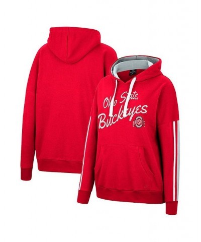 Women's Scarlet Ohio State Buckeyes Serena Oversized Sleeve Striping Pullover Hoodie Scarlet $27.28 Sweatshirts