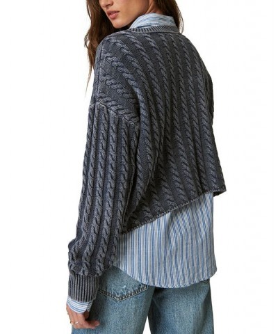 Women's Cable-Knit Sweater & Sweet Bootcut Jeans Cadet Navi Acid Wash $49.05 Jeans