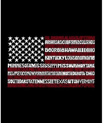 Women's 50 States USA Flag Word Art Hooded Sweatshirt Black $27.60 Tops