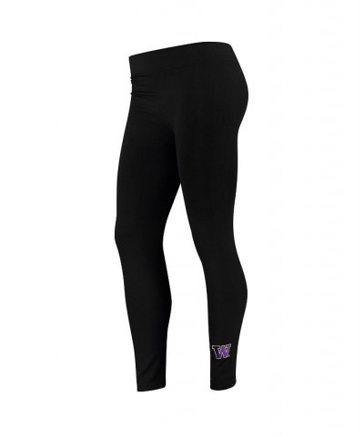 Women's Black Washington Huskies Fleece Leggings Black $19.24 Pants