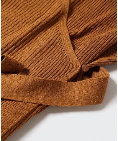 Women's Bow Knitted Dress Tobacco Brown $47.69 Dresses