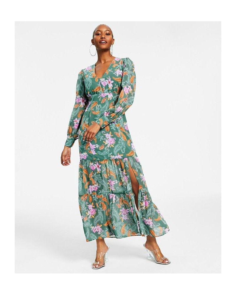 Petite Floral Chiffon Long-Sleeve Maxi Dress Patricia Paisley $27.12 Dresses