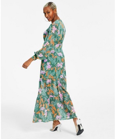 Petite Floral Chiffon Long-Sleeve Maxi Dress Patricia Paisley $27.12 Dresses