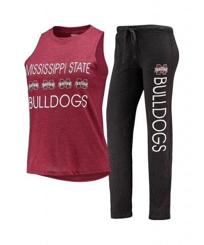 Women's Black Maroon Mississippi State Bulldogs Tank Top and Pants Sleep Set Black, Maroon $35.74 Pajama