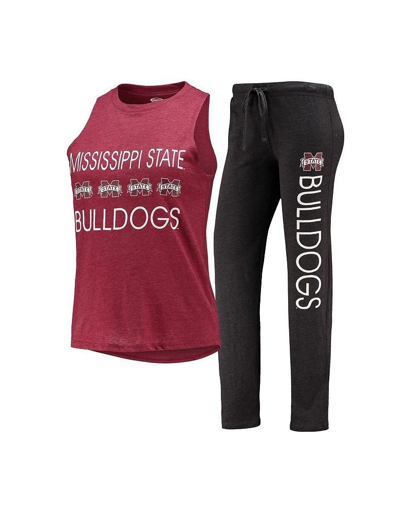 Women's Black Maroon Mississippi State Bulldogs Tank Top and Pants Sleep Set Black, Maroon $35.74 Pajama