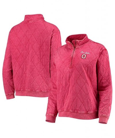 Women's Scarlet Ohio State Buckeyes Unstoppable Chic Quilted Quarter-Zip Jacket Scarlet $34.50 Jackets