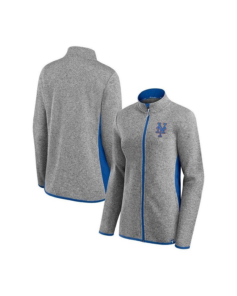 Women's Branded Heathered Charcoal New York Mets Primary Logo Fleece Full-Zip Jacket Heathered Charcoal $40.50 Jackets