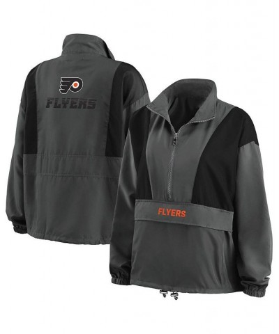 Women's Charcoal Philadelphia Flyers Popover Packable Half-Zip Jacket Charcoal $45.10 Jackets