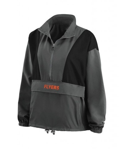 Women's Charcoal Philadelphia Flyers Popover Packable Half-Zip Jacket Charcoal $45.10 Jackets