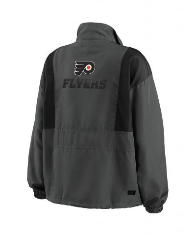 Women's Charcoal Philadelphia Flyers Popover Packable Half-Zip Jacket Charcoal $45.10 Jackets