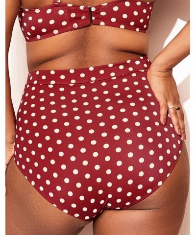 Vivien Women's Plus-Size Swimwear High-Waist Bikini Bottom Red $10.23 Swimsuits