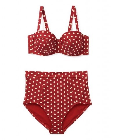 Vivien Women's Plus-Size Swimwear High-Waist Bikini Bottom Red $10.23 Swimsuits