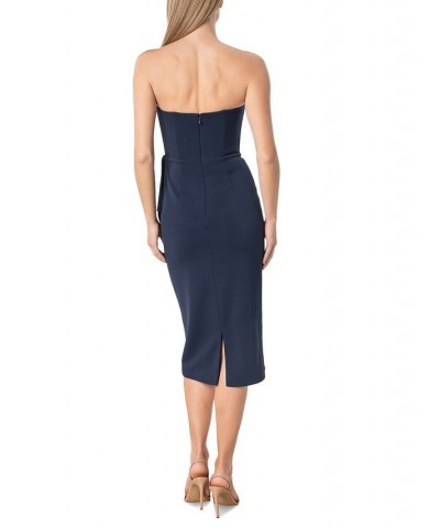 Women's Strapless Ruffled Dress Navy $47.00 Dresses