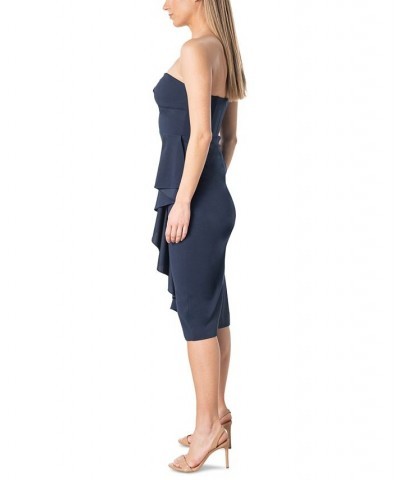 Women's Strapless Ruffled Dress Navy $47.00 Dresses