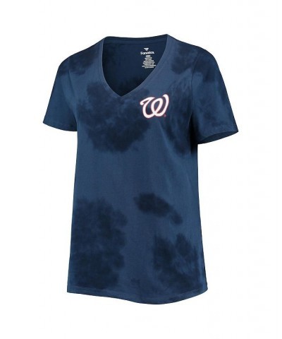 Women's Navy Washington Nationals Plus Size Cloud V-Neck T-shirt Navy $25.19 Tops