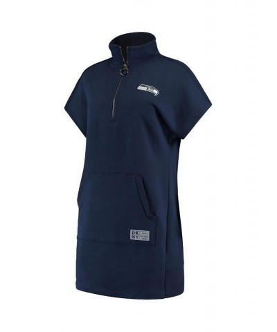 Women's College Navy Seattle Seahawks Naomi Quarter-Zip Sneaker Dress Navy $50.34 Dresses