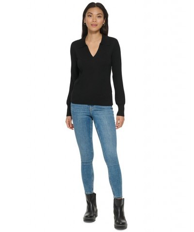 Women's Long Sleeve Collared V-Neck Sweater Port $34.04 Sweaters