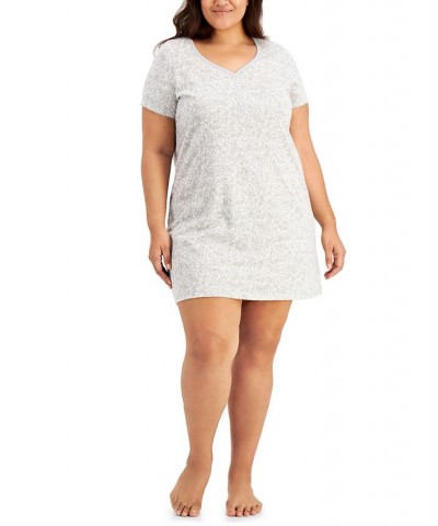 The Everyday Cotton Plus Size Sleep Shirt Gray $13.67 Sleepwear