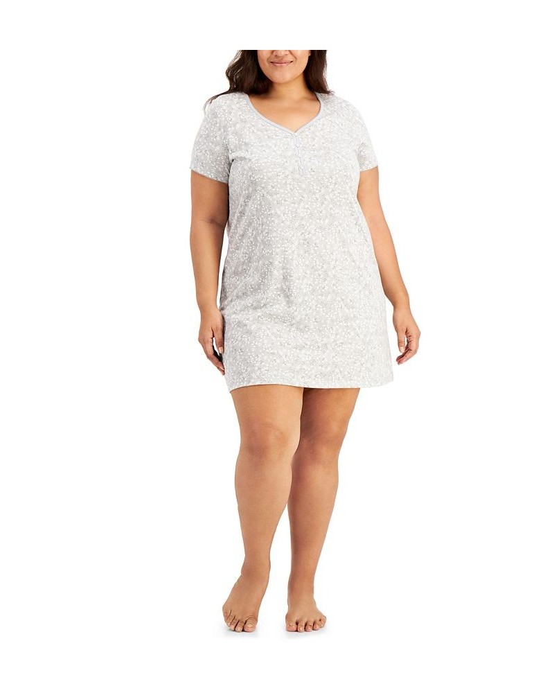 The Everyday Cotton Plus Size Sleep Shirt Gray $13.67 Sleepwear