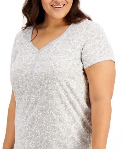 The Everyday Cotton Plus Size Sleep Shirt Gray $13.67 Sleepwear