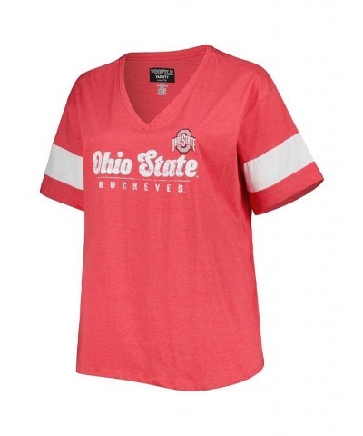 Women's Scarlet Ohio State Buckeyes Plus Size Give it All V-Neck T-shirt Scarlet $26.40 Tops