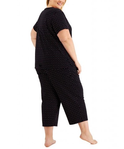 The Everyday Cotton Plus Size Capri Pajamas Set Black $15.18 Sleepwear